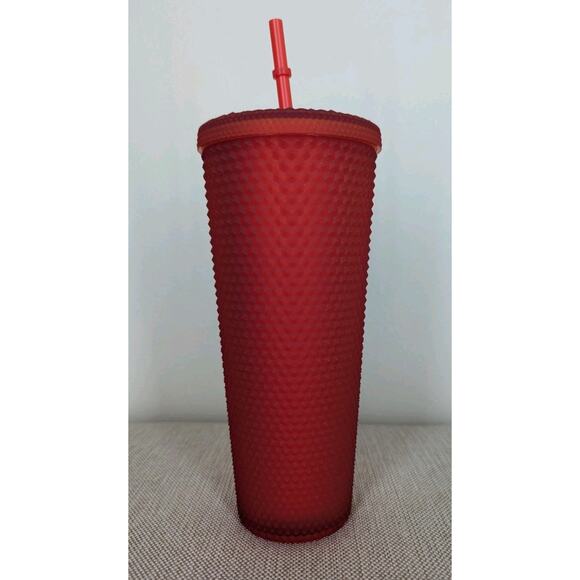 Starbucks 2020 Studded Christmas Holiday Tumbler 24oz Matte Red w/Lid & Straw - Picture 4 of 8